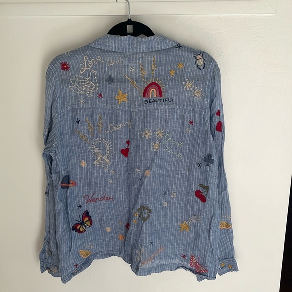 Embroidered Johnny was blue button-down - Picture 6 of 7